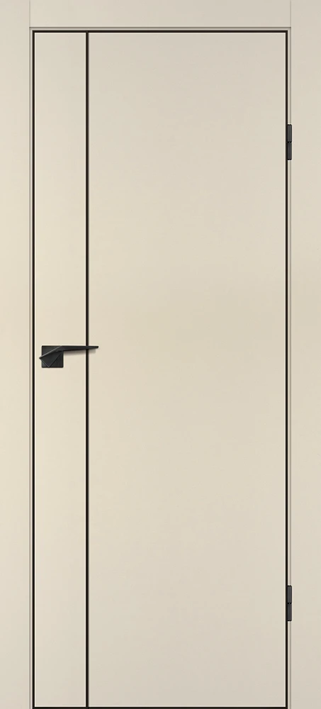 Фото Межкомнатная дверь P-21  черный молдинг PET,  кромка ABS черная c 4-х ст. Бежевый матовый