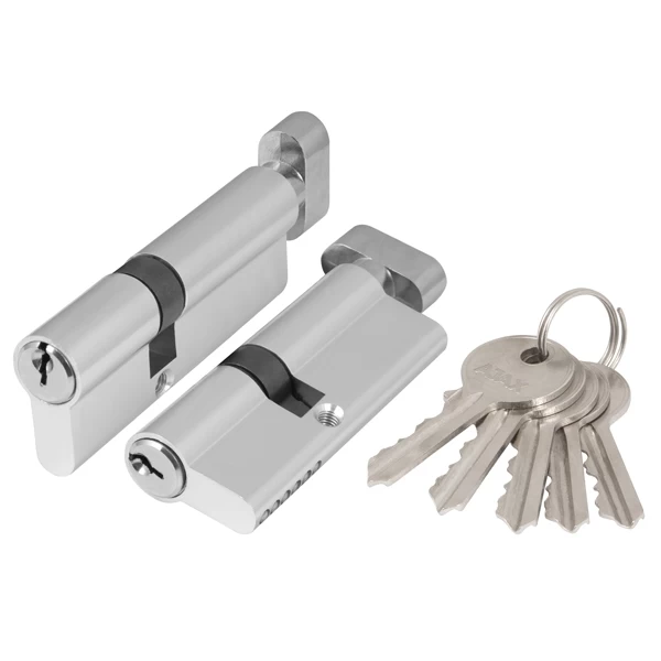 Фото Цилиндровый механизм (AX102/70) AX1002Knob70 (35+10+25) CP хром с вертушкой